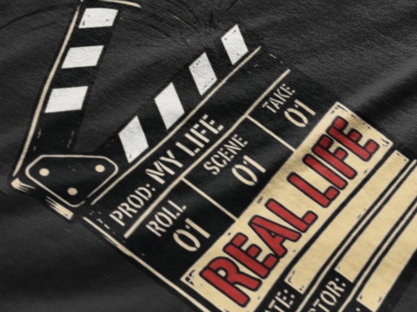 Real Life Director's Cut — Vintage Movie Slate Tee — Premium Heavyweight