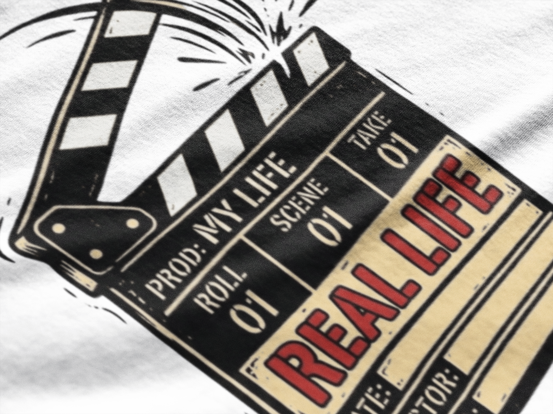 Real Life Director's Cut — Vintage Movie Slate Tee — Premium Heavyweight
