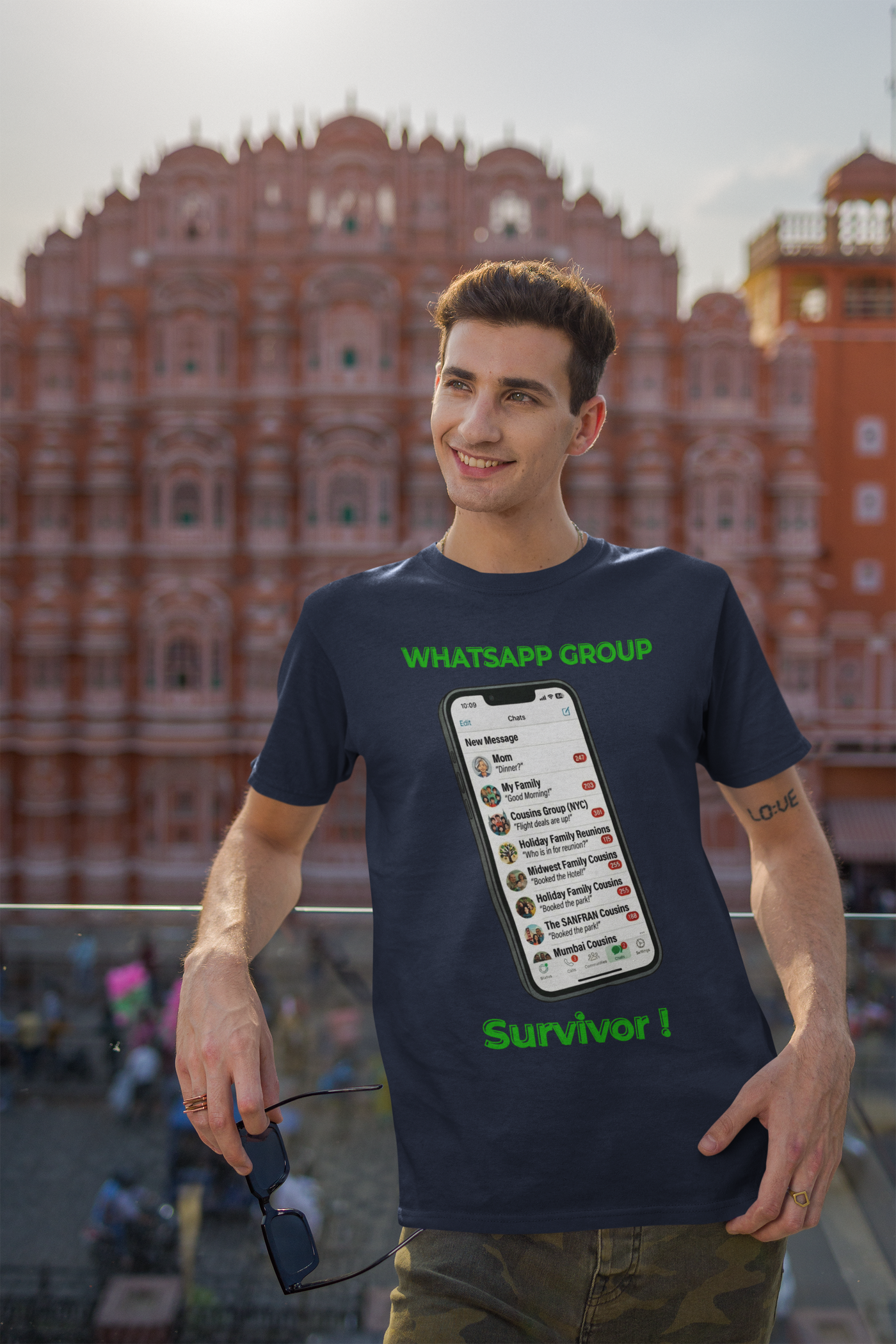 Family WhatsApp Survivor — The 2,847 Unread Tee — Premium Heavyweight