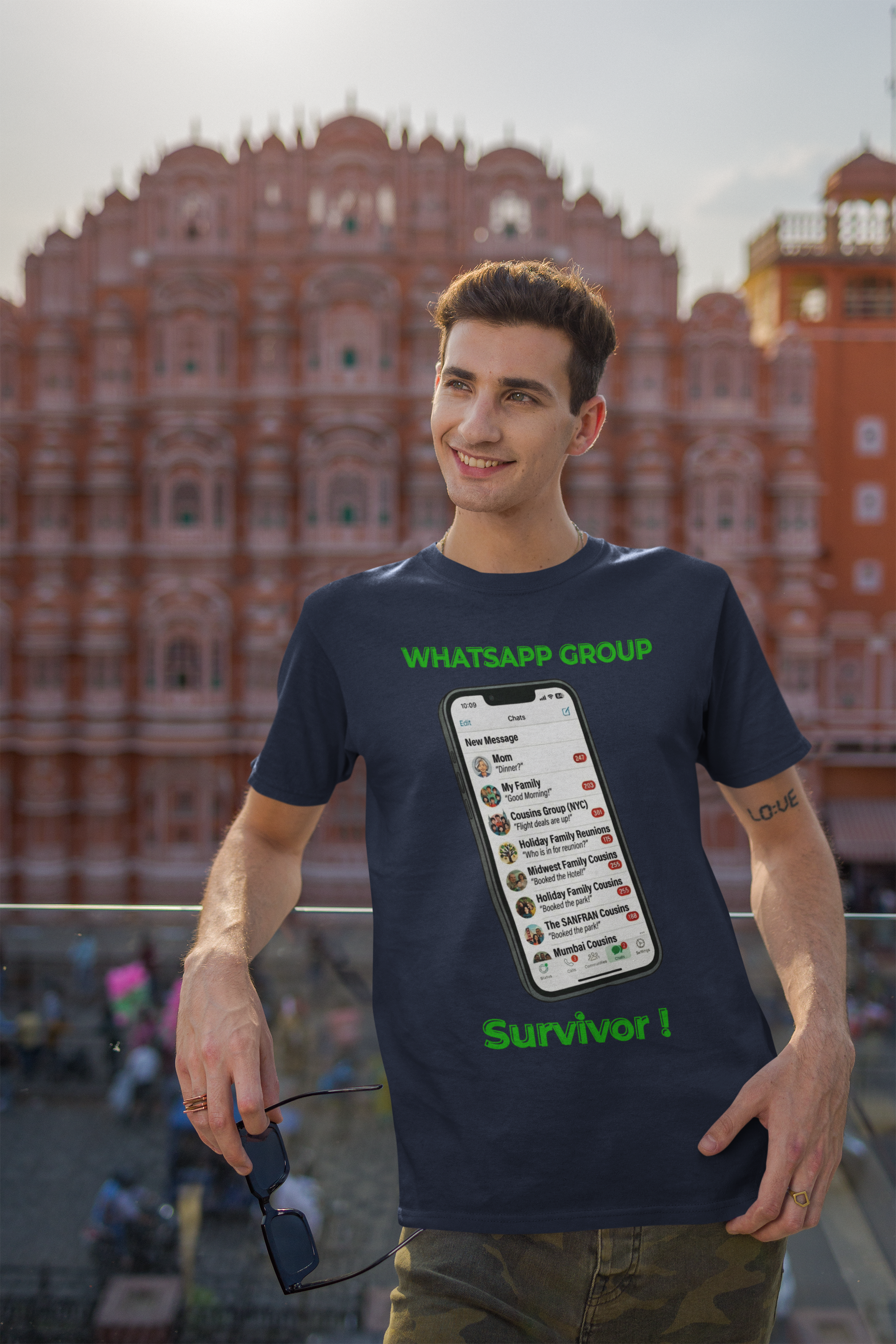 Family WhatsApp Survivor — The 2,847 Unread Tee — Premium Heavyweight