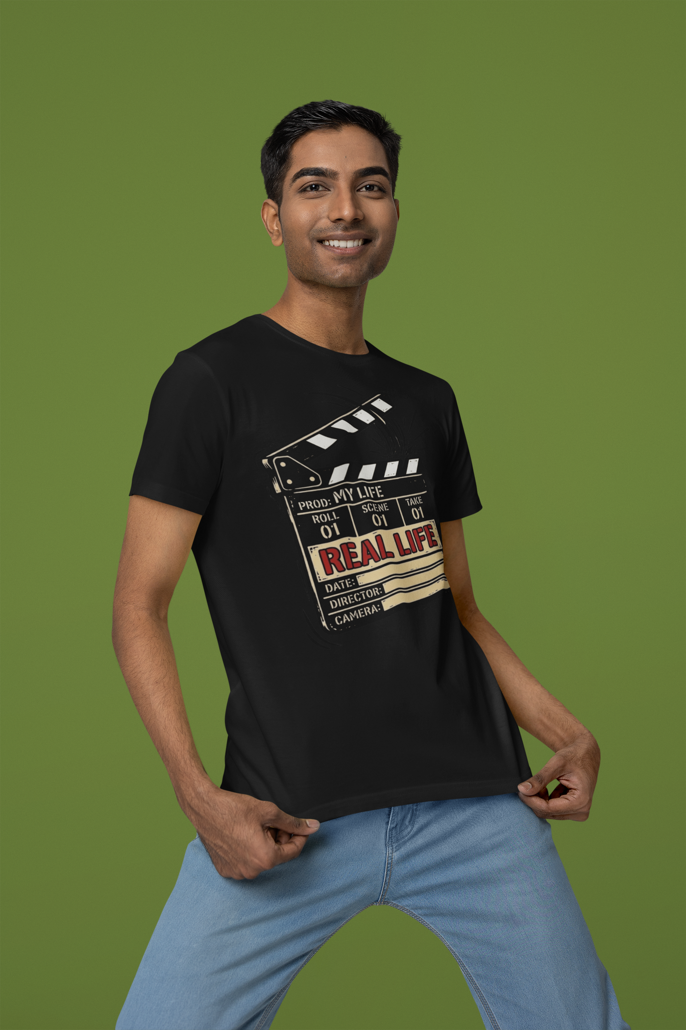 Real Life Director's Cut — Vintage Movie Slate Tee — Premium Heavyweight