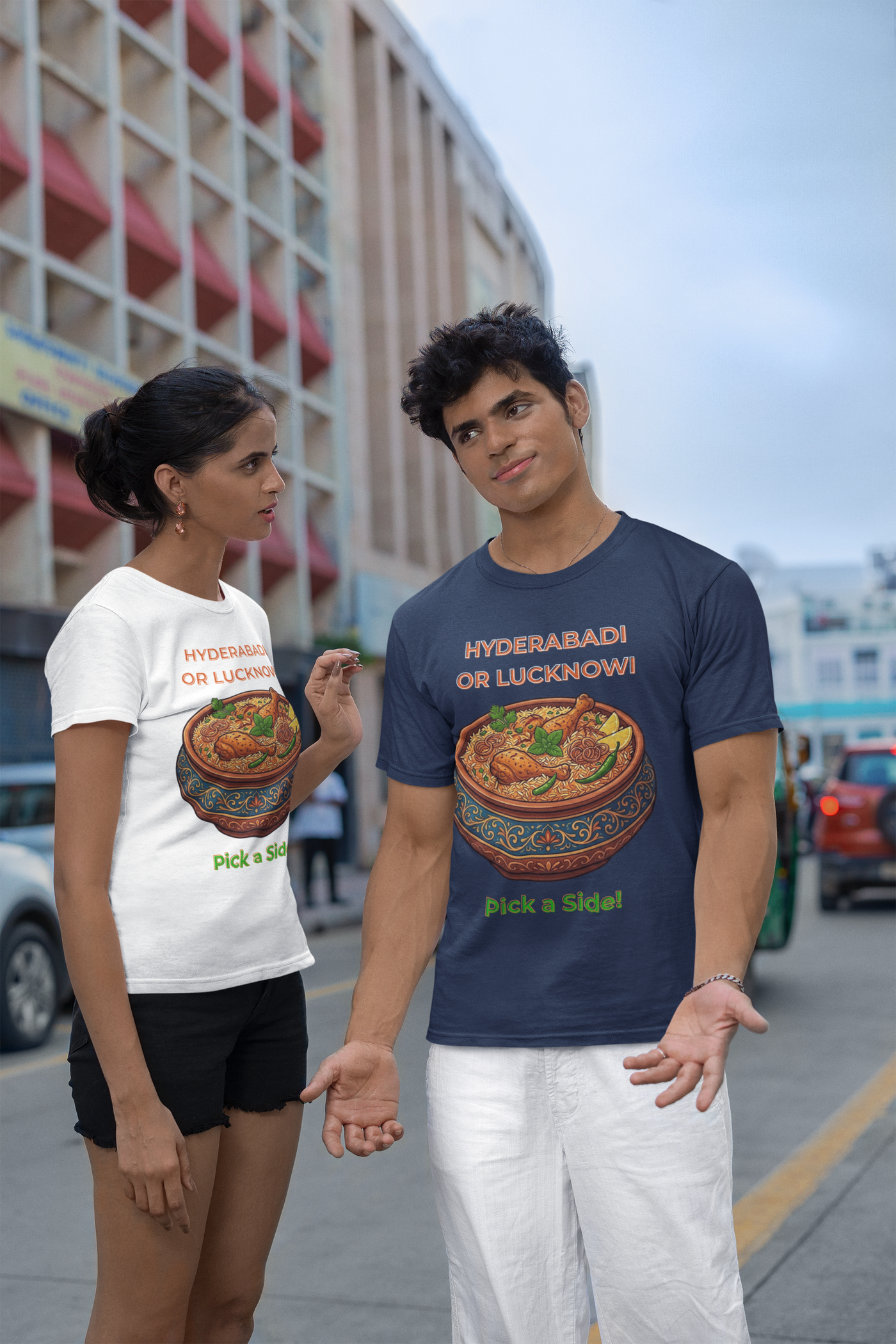 Hyderabadi or Lucknowi — The Biryani Debate Tee — Premium Heavyweight