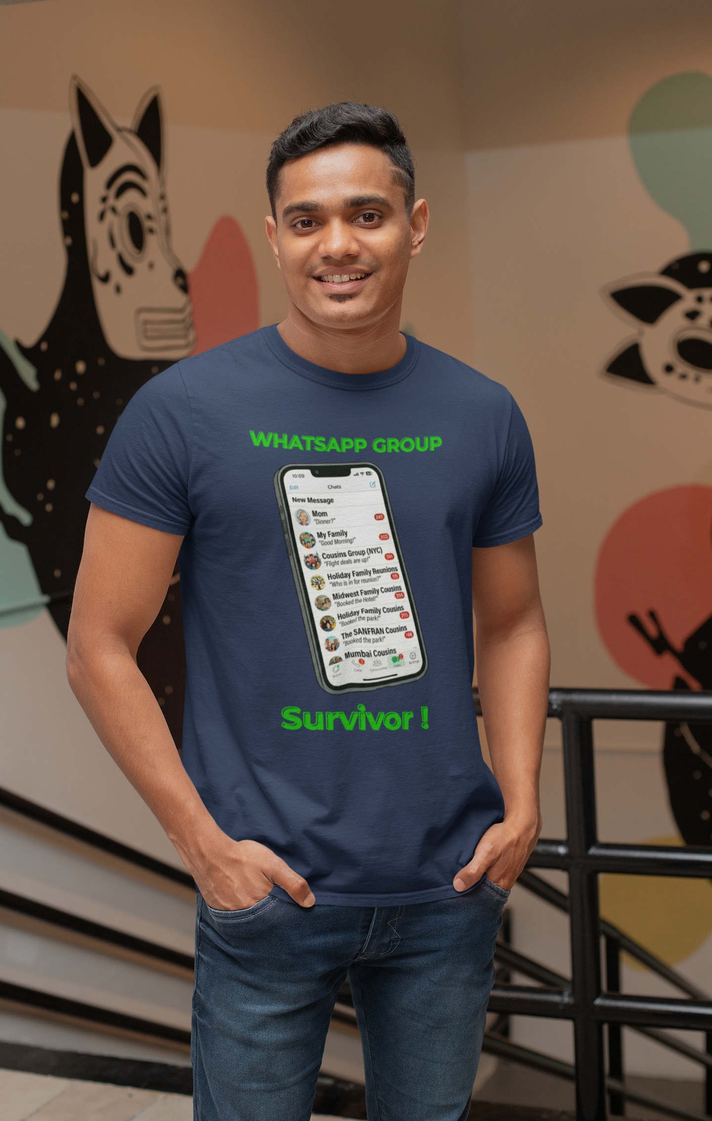 Family WhatsApp Survivor — The 2,847 Unread Tee — Premium Heavyweight