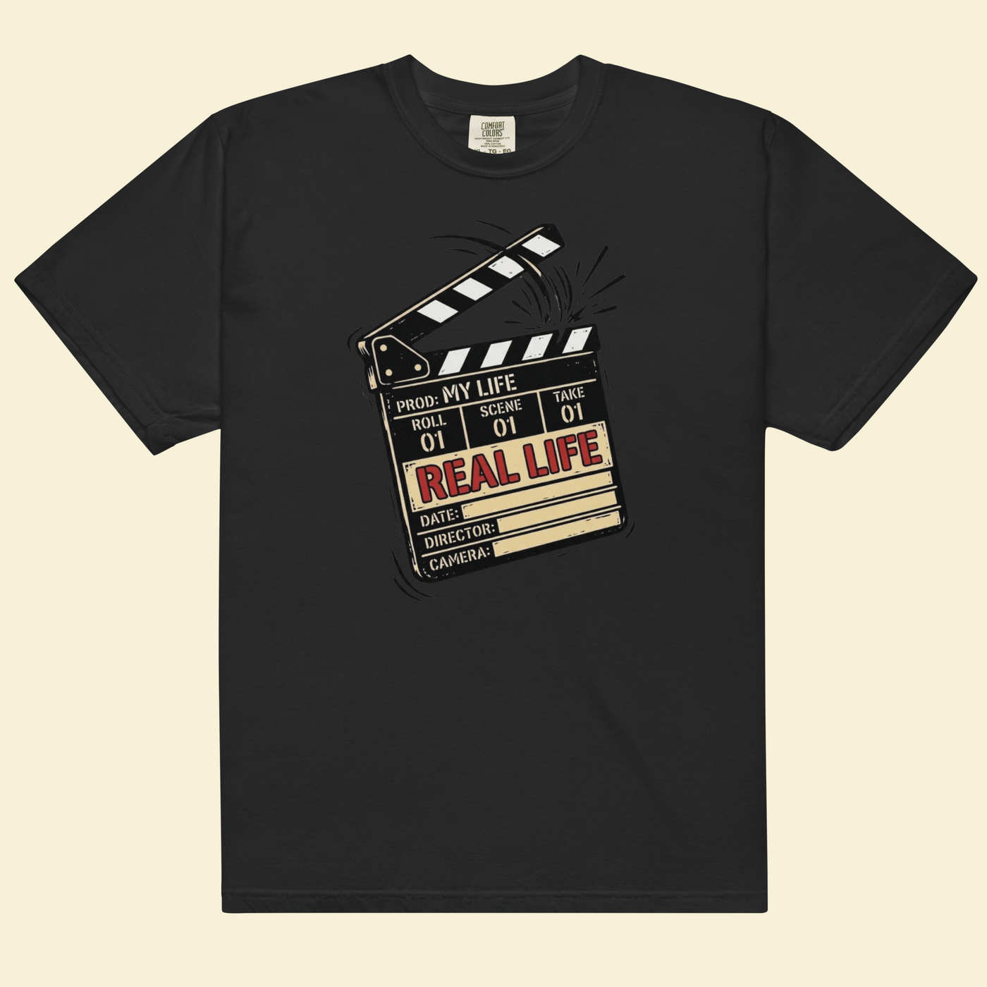 Real Life Director's Cut — Vintage Movie Slate Tee — Premium Heavyweight